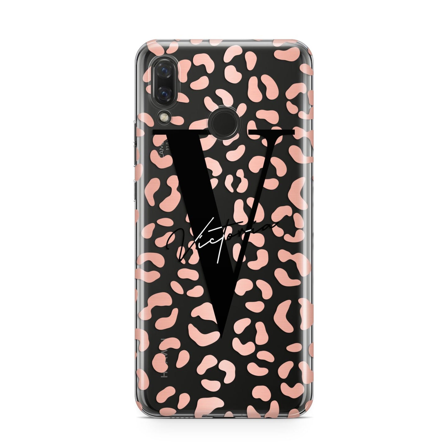 Personalised Leopard Print Clear Copper Huawei Nova 3 Phone Case