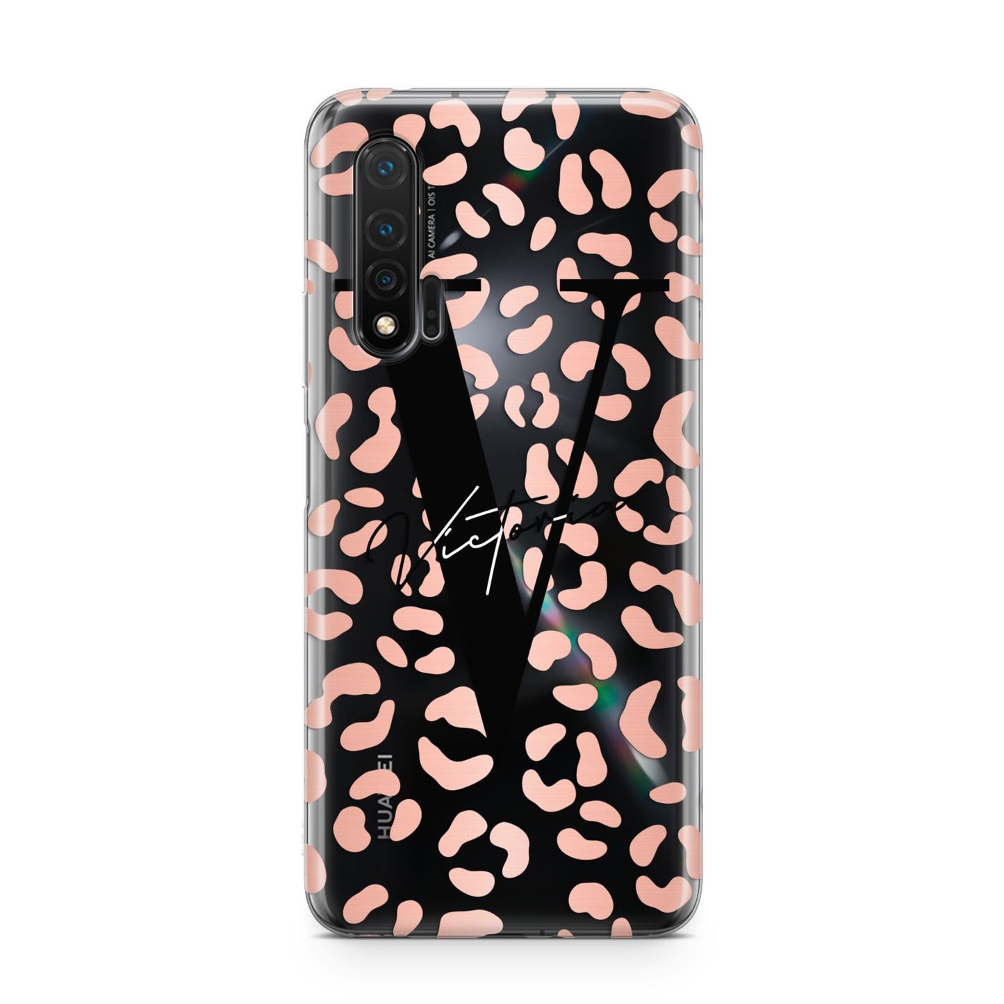 Personalised Leopard Print Clear Copper Huawei Nova 6 Phone Case