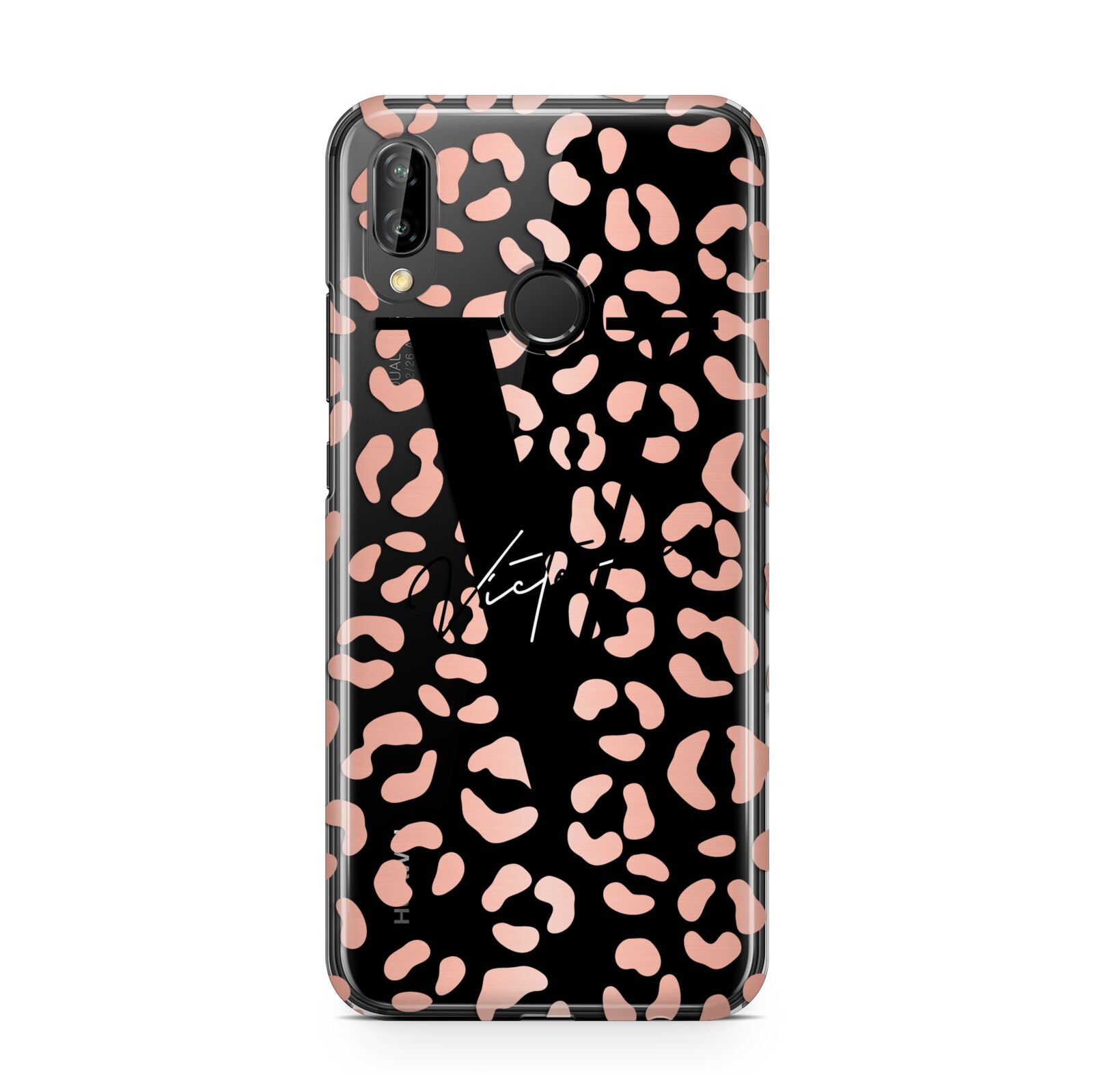 Personalised Leopard Print Clear Copper Huawei P20 Lite Phone Case