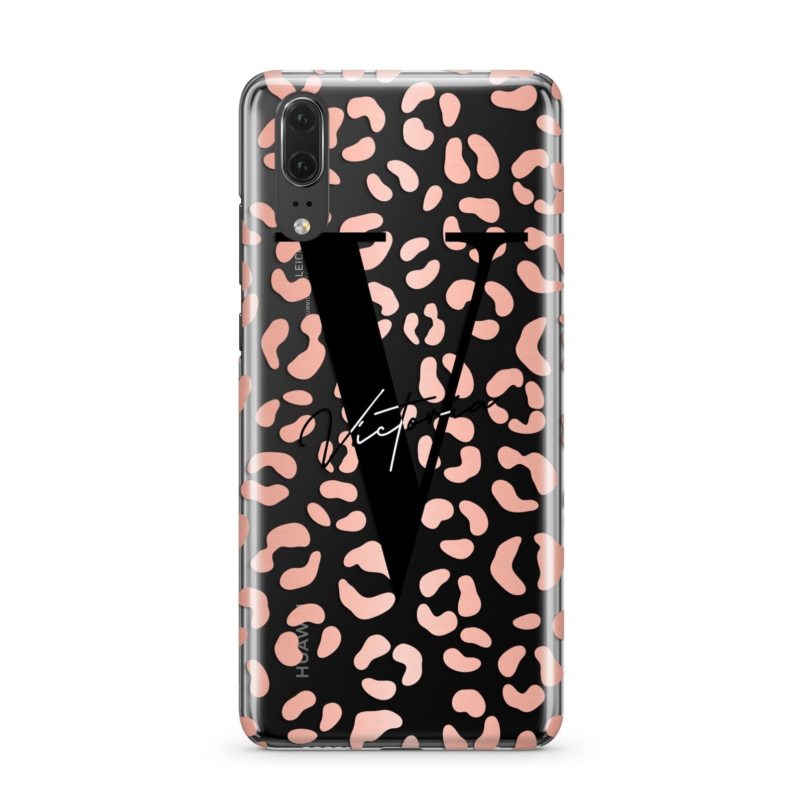 Personalised Leopard Print Clear Copper Huawei P20 Phone Case