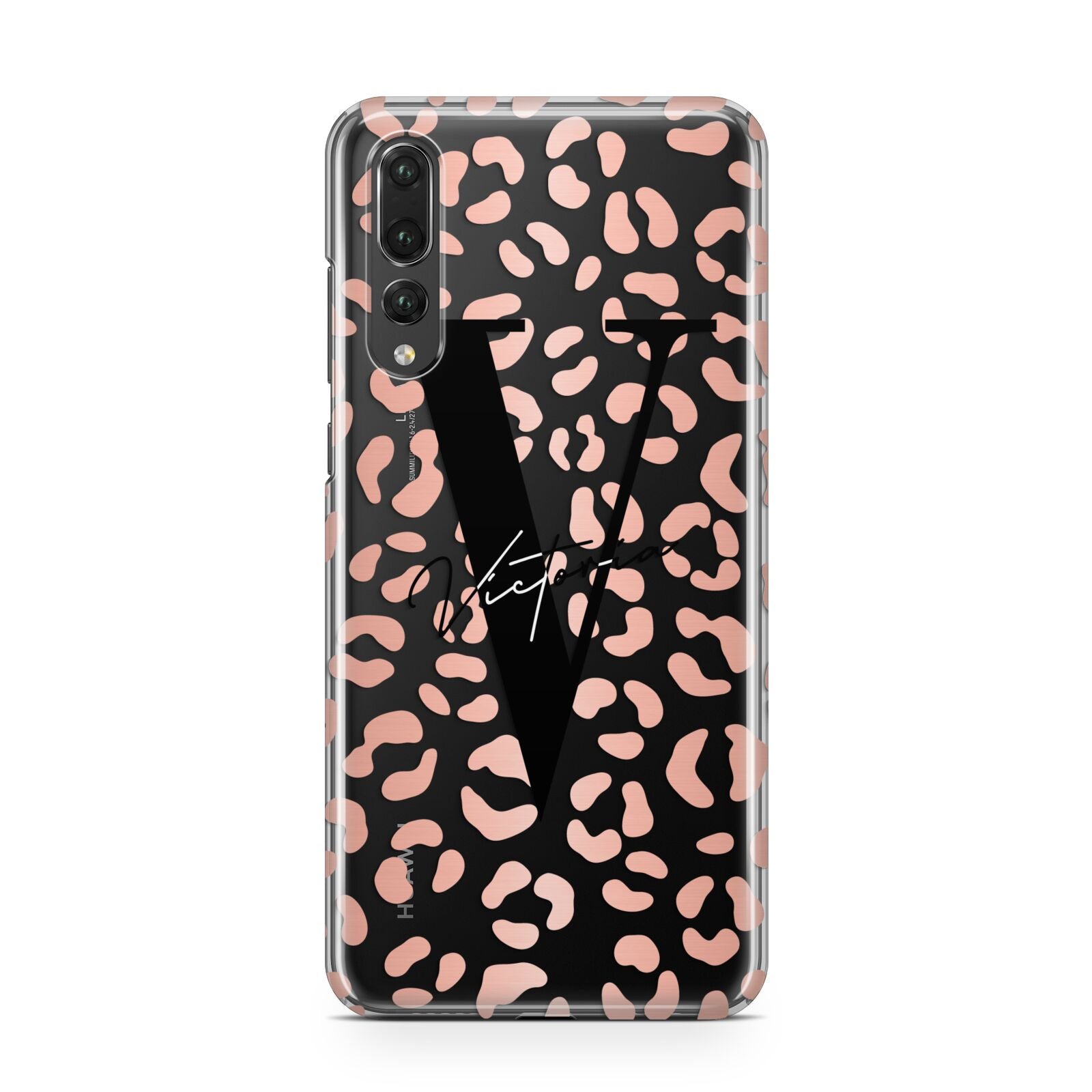 Personalised Leopard Print Clear Copper Huawei P20 Pro Phone Case