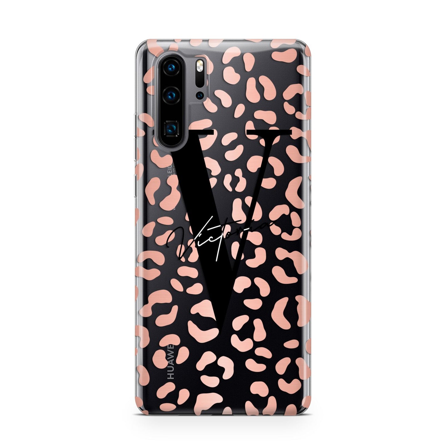 Personalised Leopard Print Clear Copper Huawei P30 Pro Phone Case