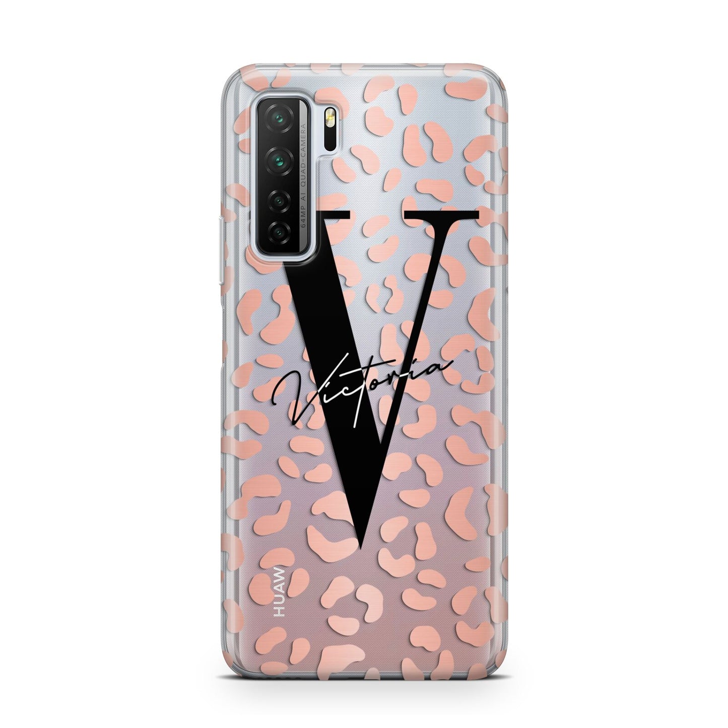 Personalised Leopard Print Clear Copper Huawei P40 Lite 5G Phone Case