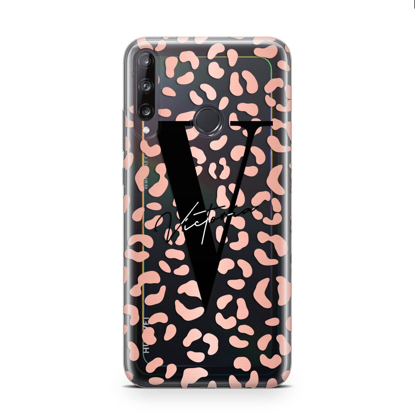 Personalised Leopard Print Clear Copper Huawei P40 Lite E Phone Case