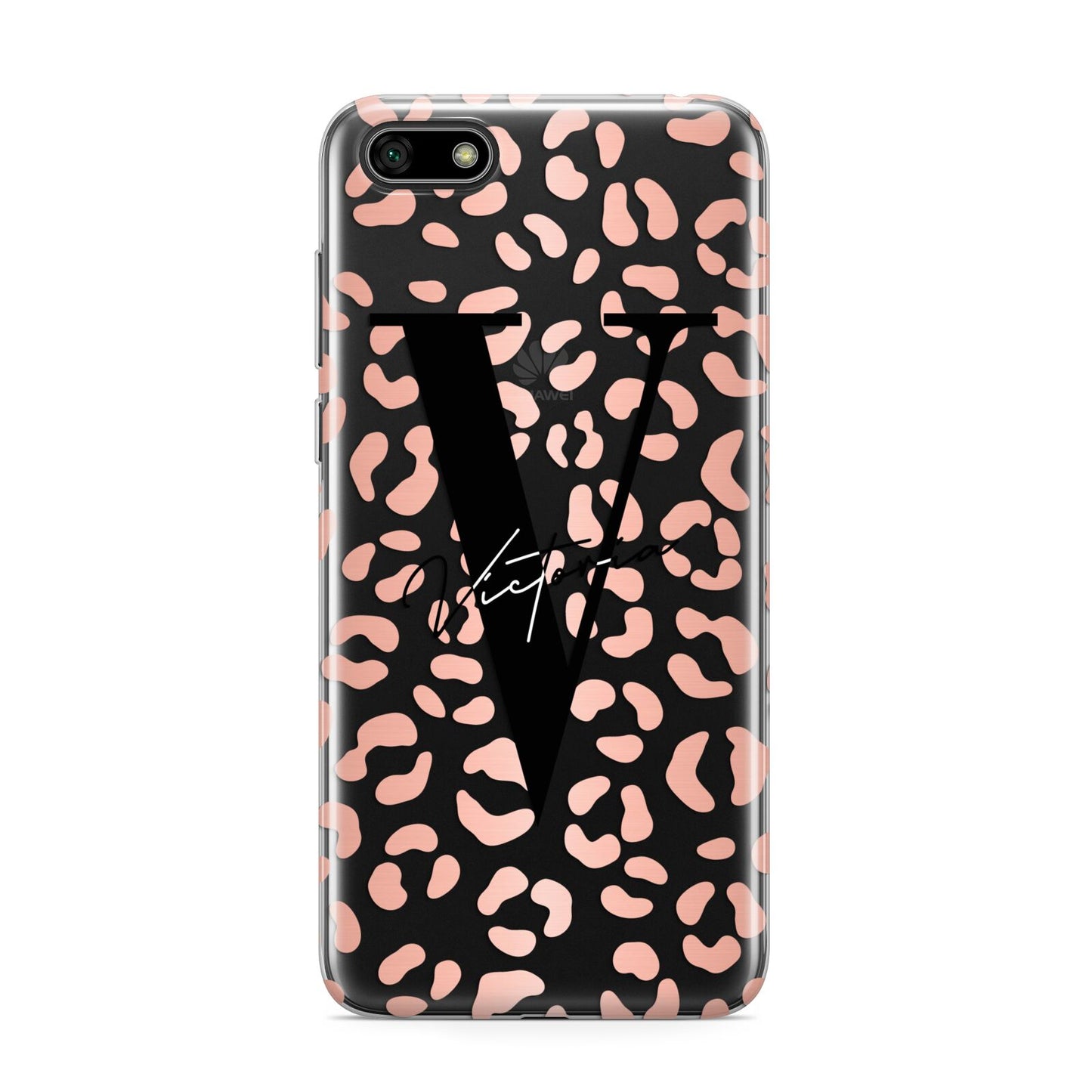 Personalised Leopard Print Clear Copper Huawei Y5 Prime 2018 Phone Case