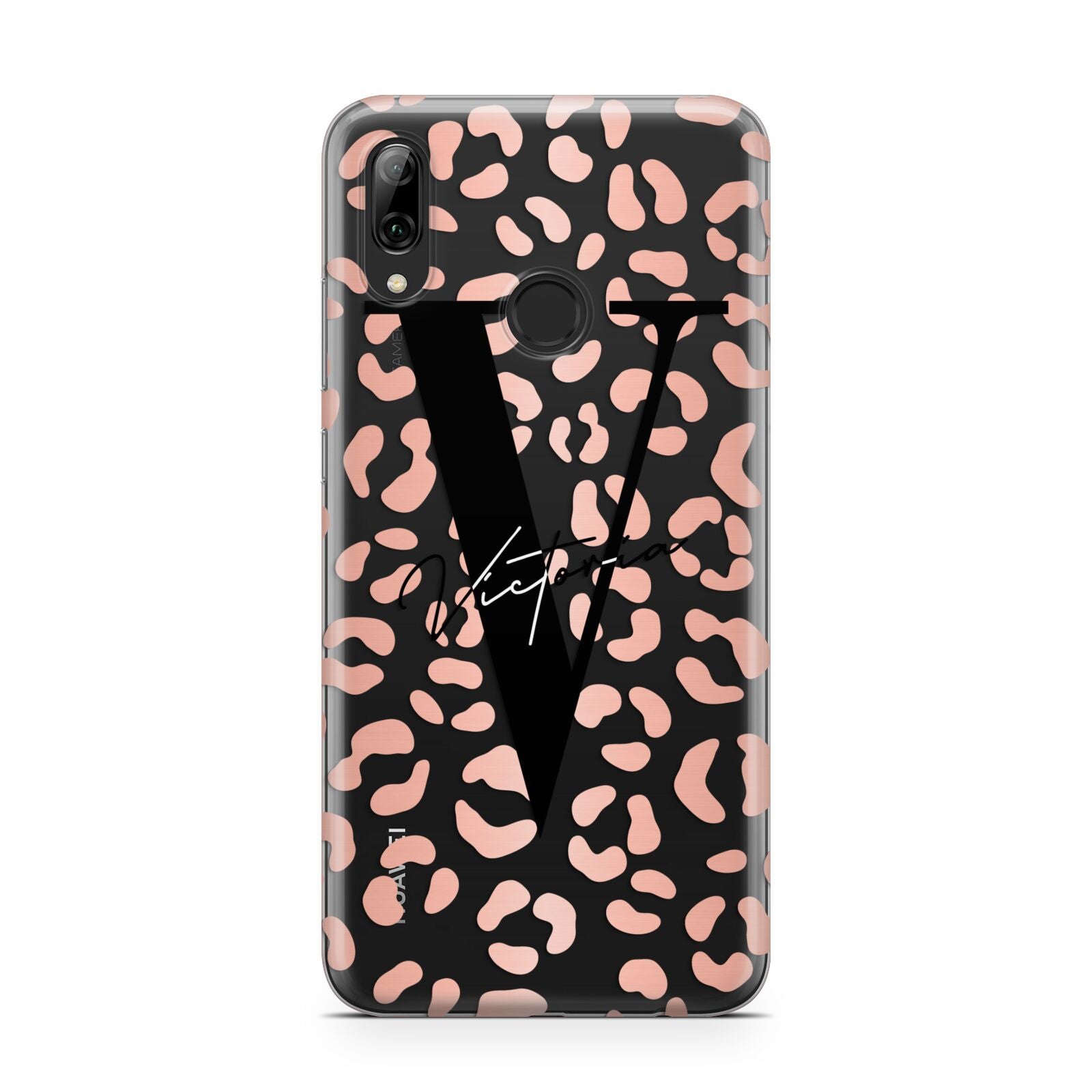 Personalised Leopard Print Clear Copper Huawei Y7 2019