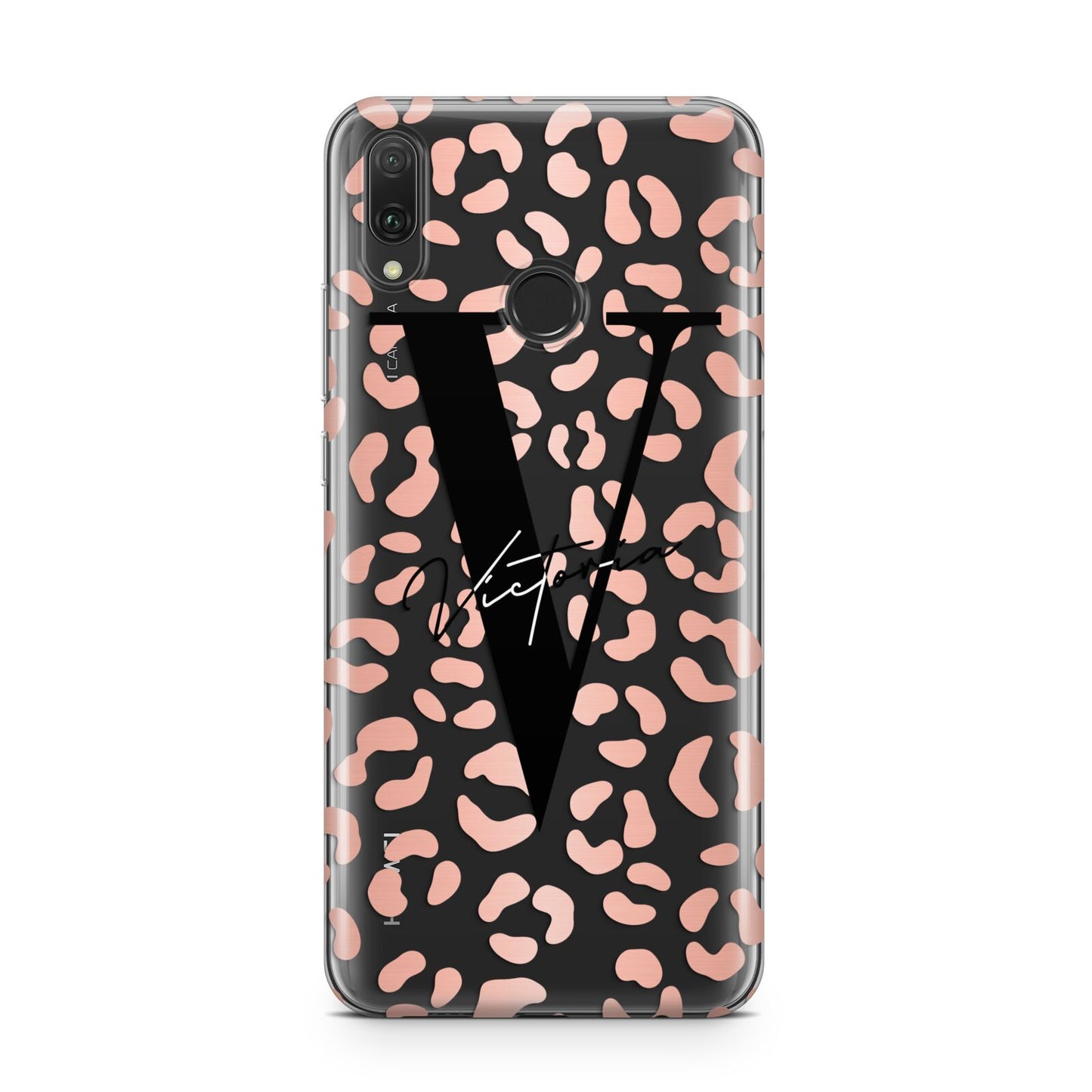 Personalised Leopard Print Clear Copper Huawei Y9 2019