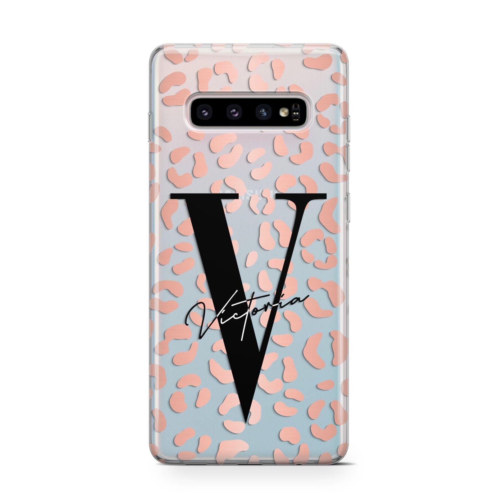 Personalised Leopard Print Clear Copper Protective Samsung Galaxy Case