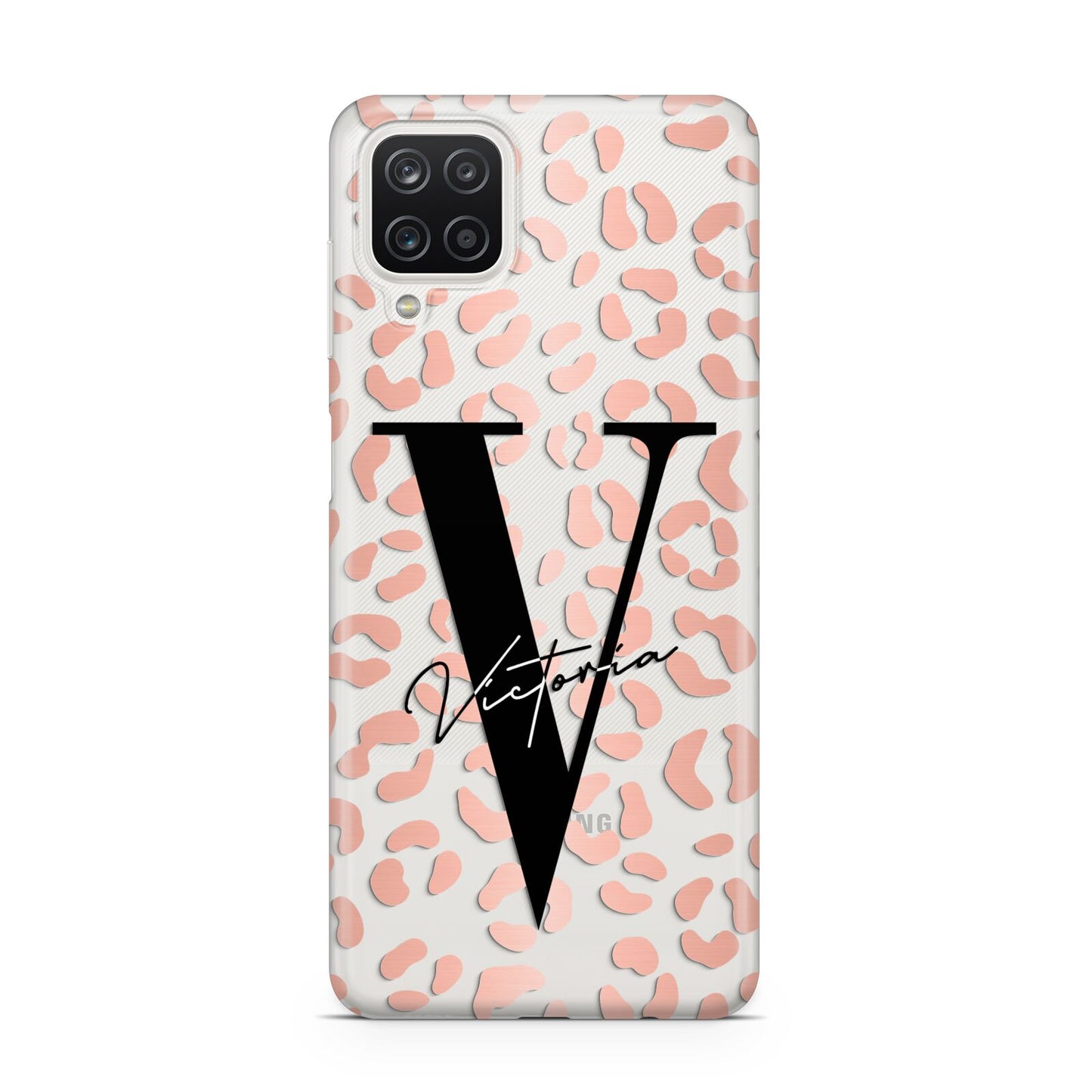 Personalised Leopard Print Clear Copper Samsung A12 Case