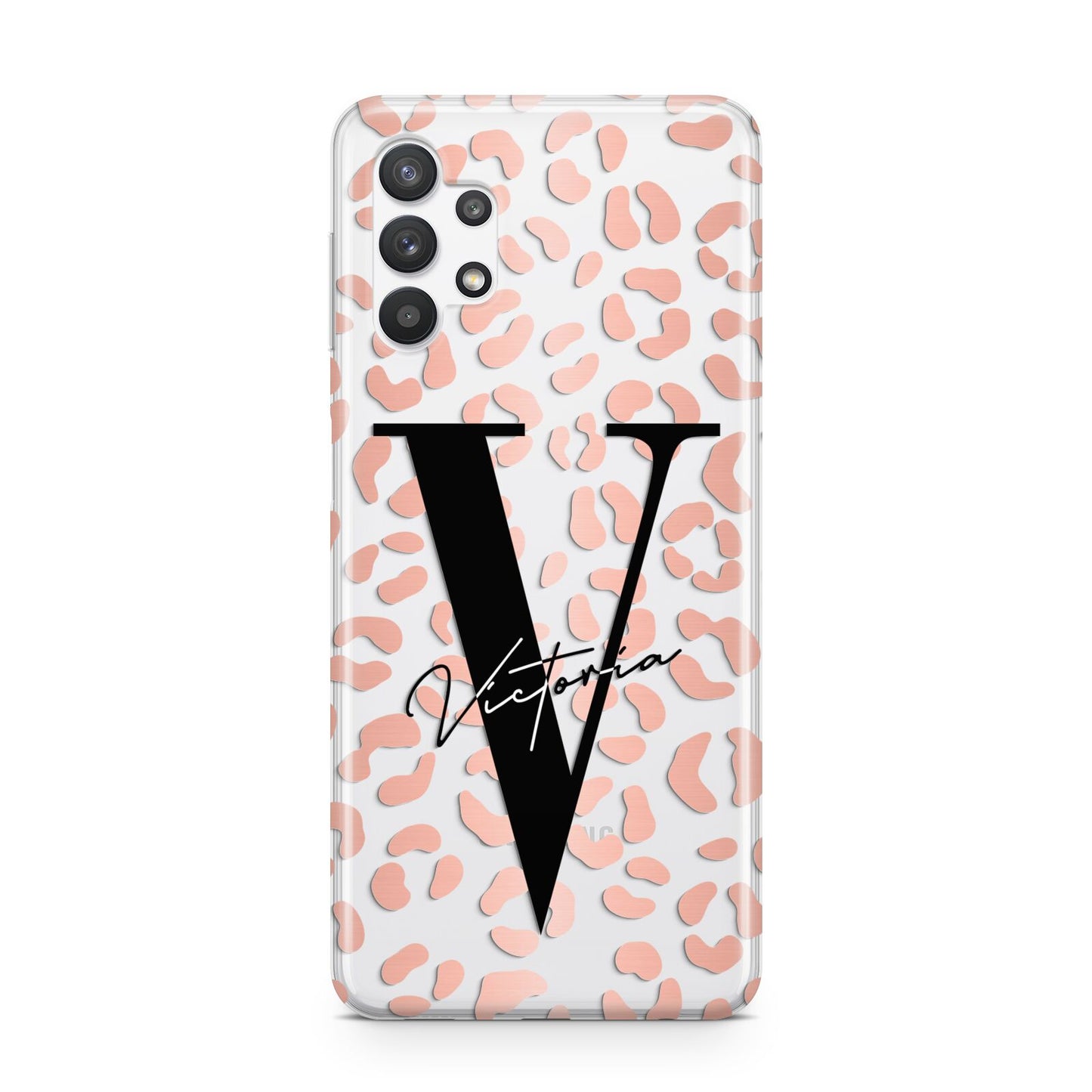 Personalised Leopard Print Clear Copper Samsung A32 5G Case