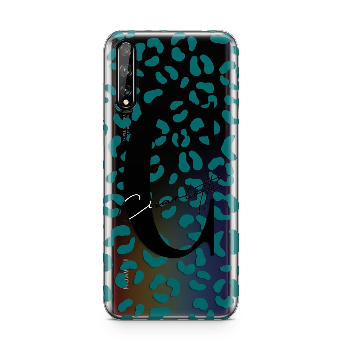 Personalised Leopard Print Clear Green Huawei Enjoy 10s Phone Case