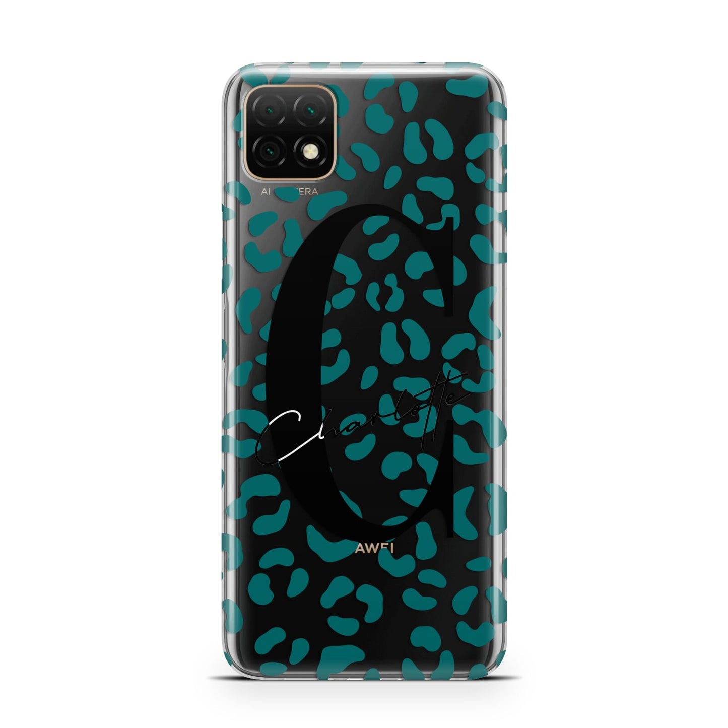 Personalised Leopard Print Clear Green Huawei Enjoy 20 Phone Case