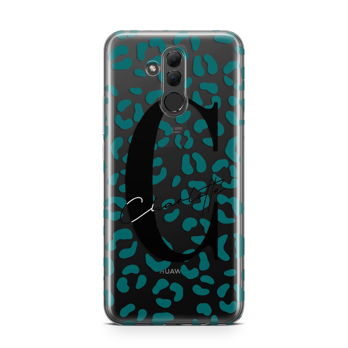 Personalised Leopard Print Clear Green Huawei Mate 20 Lite