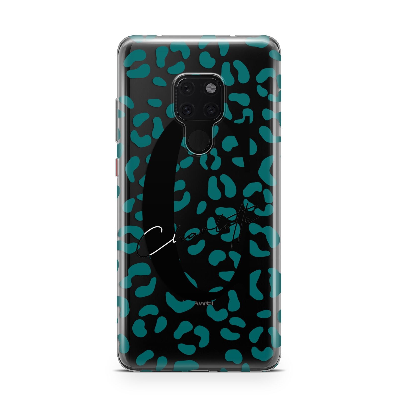 Personalised Leopard Print Clear Green Huawei Mate 20 Phone Case