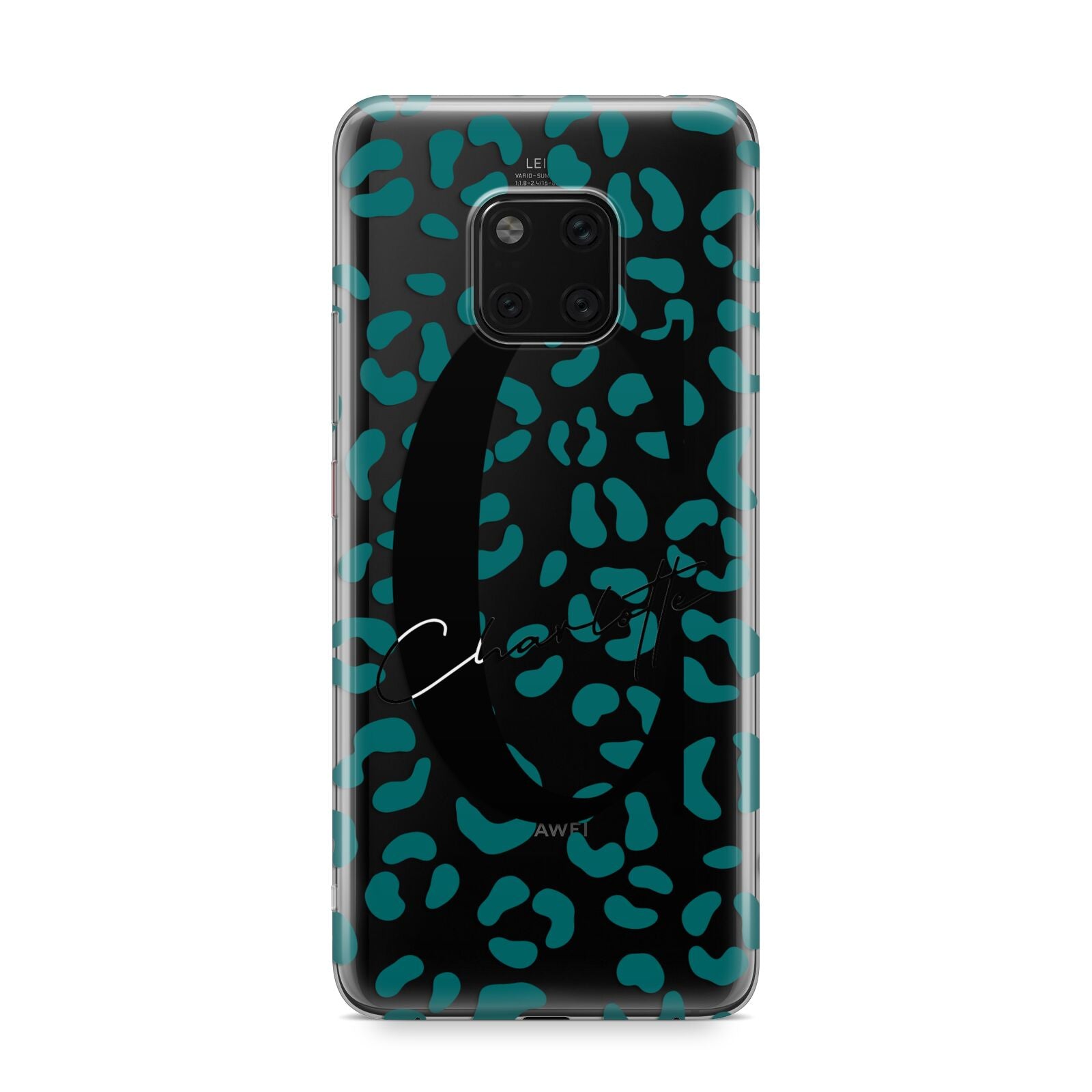 Personalised Leopard Print Clear Green Huawei Mate 20 Pro Phone Case