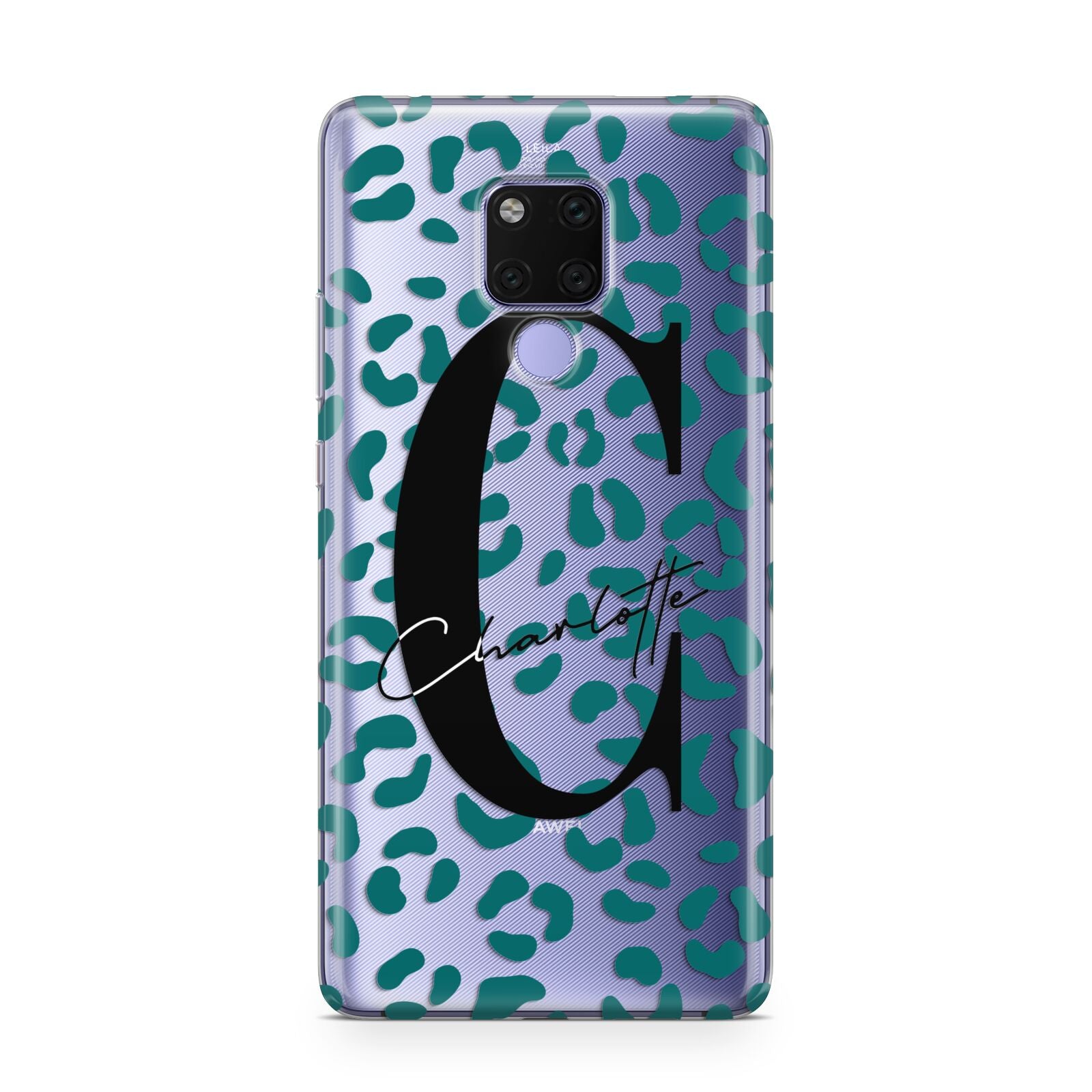 Personalised Leopard Print Clear Green Huawei Mate 20X Phone Case