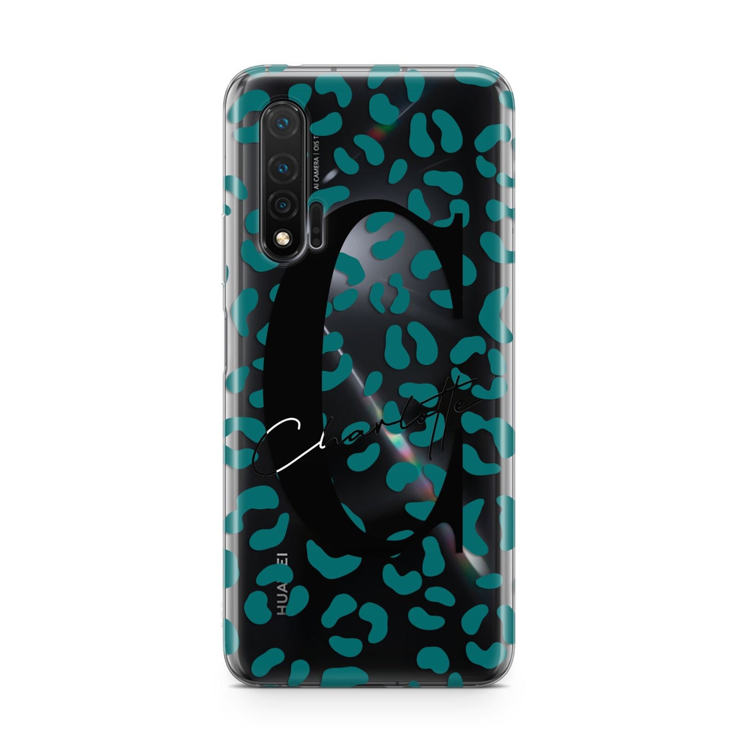 Personalised Leopard Print Clear Green Huawei Nova 6 Phone Case