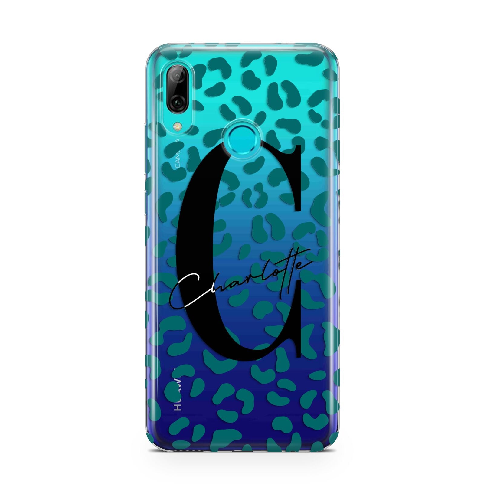 Personalised Leopard Print Clear Green Huawei P Smart 2019 Case