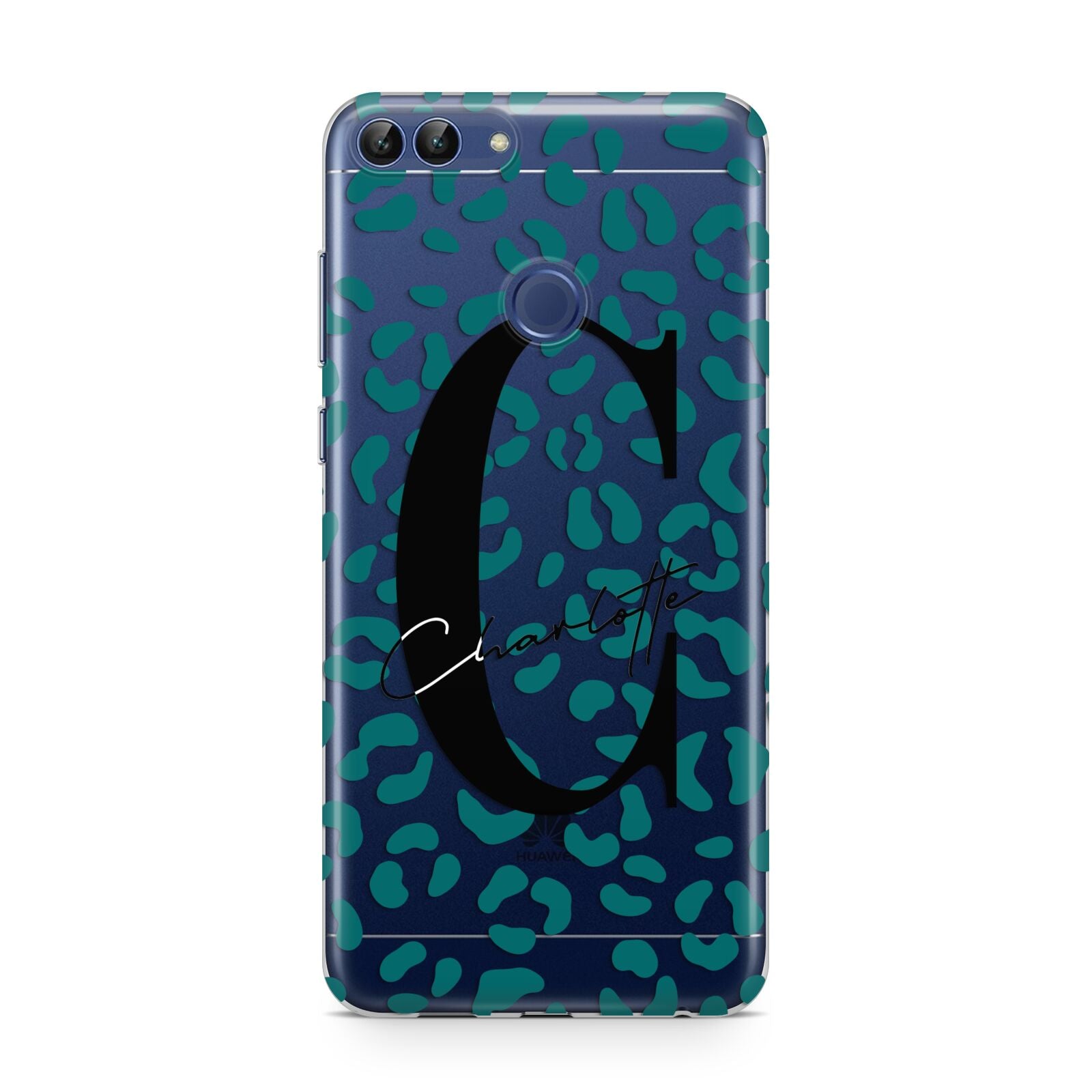 Personalised Leopard Print Clear Green Huawei P Smart Case