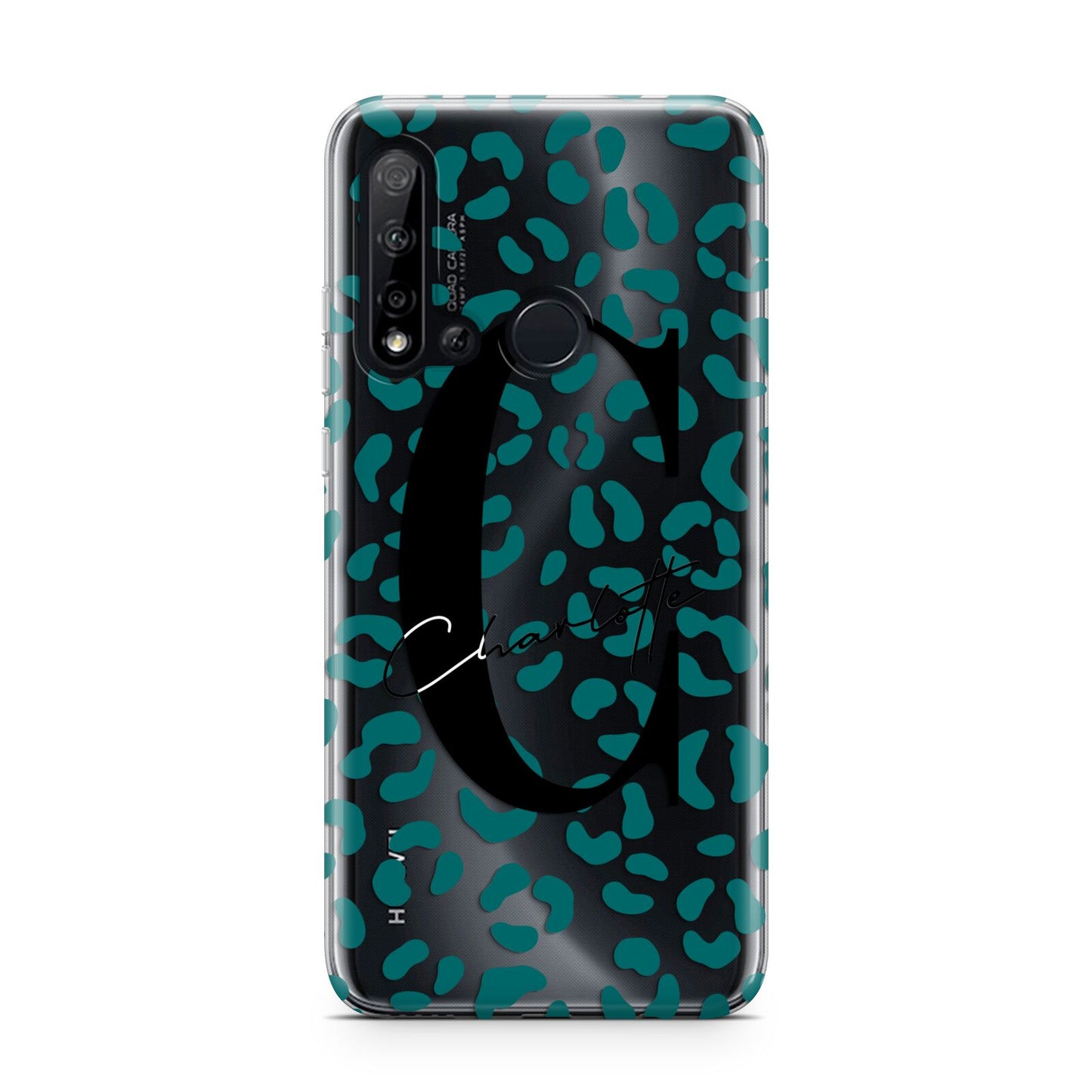 Personalised Leopard Print Clear Green Huawei P20 Lite 5G Phone Case