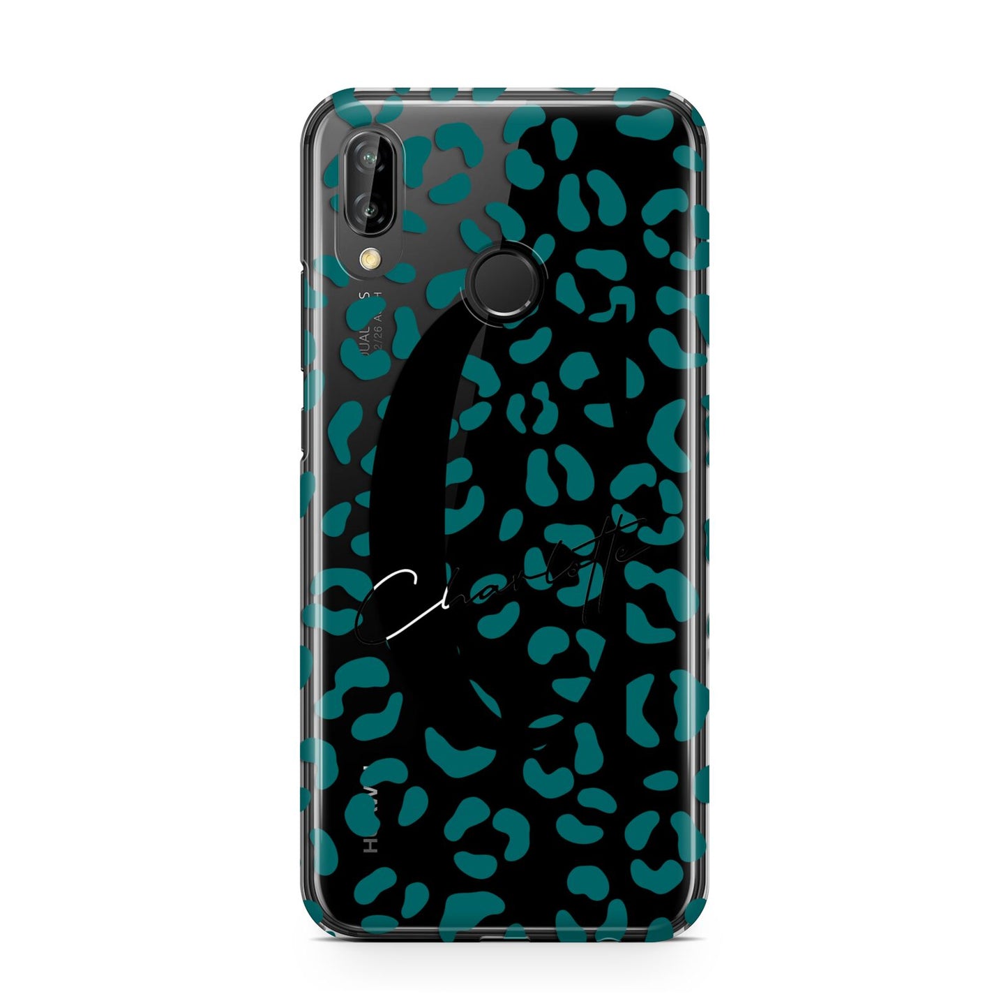 Personalised Leopard Print Clear Green Huawei P20 Lite Phone Case