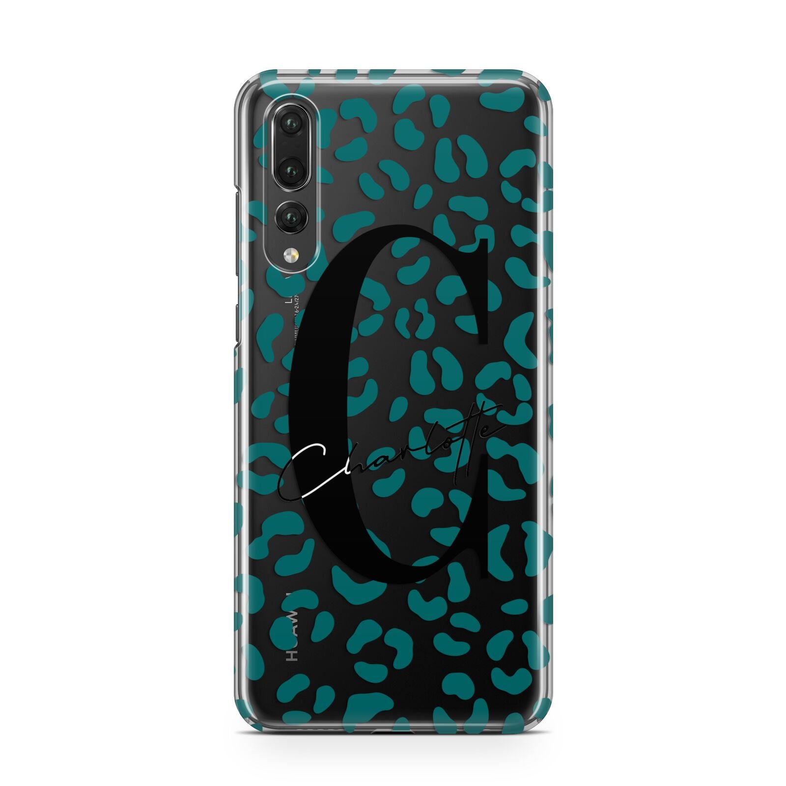 Personalised Leopard Print Clear Green Huawei P20 Pro Phone Case