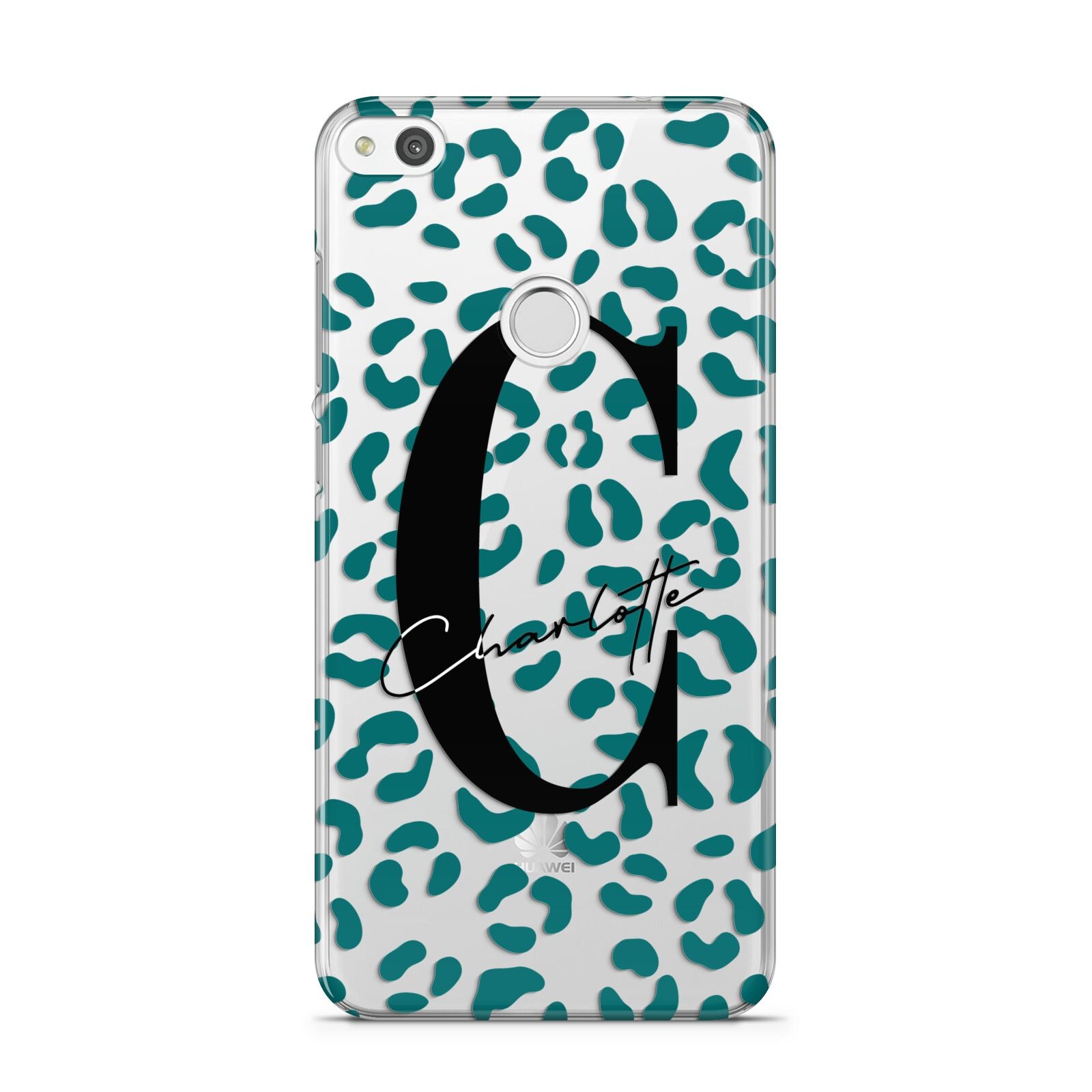 Personalised Leopard Print Clear Green Huawei P8 Lite Case