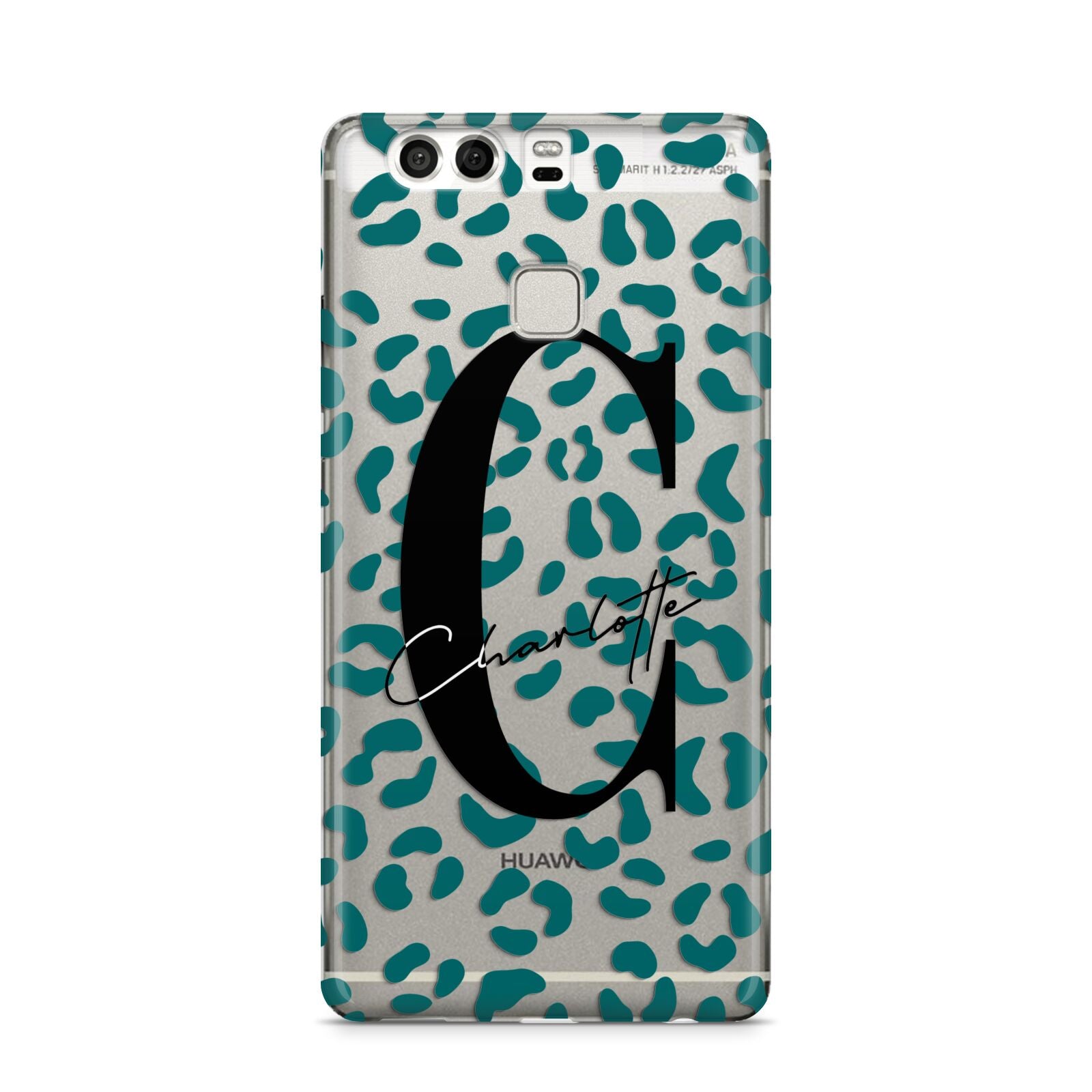 Personalised Leopard Print Clear Green Huawei P9 Case