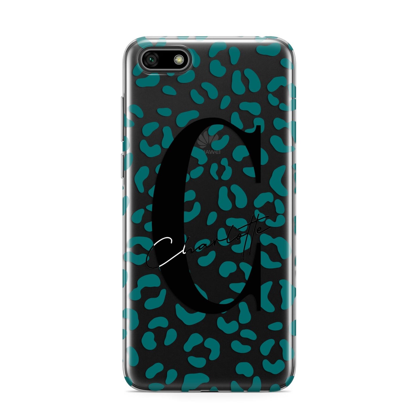 Personalised Leopard Print Clear Green Huawei Y5 Prime 2018 Phone Case