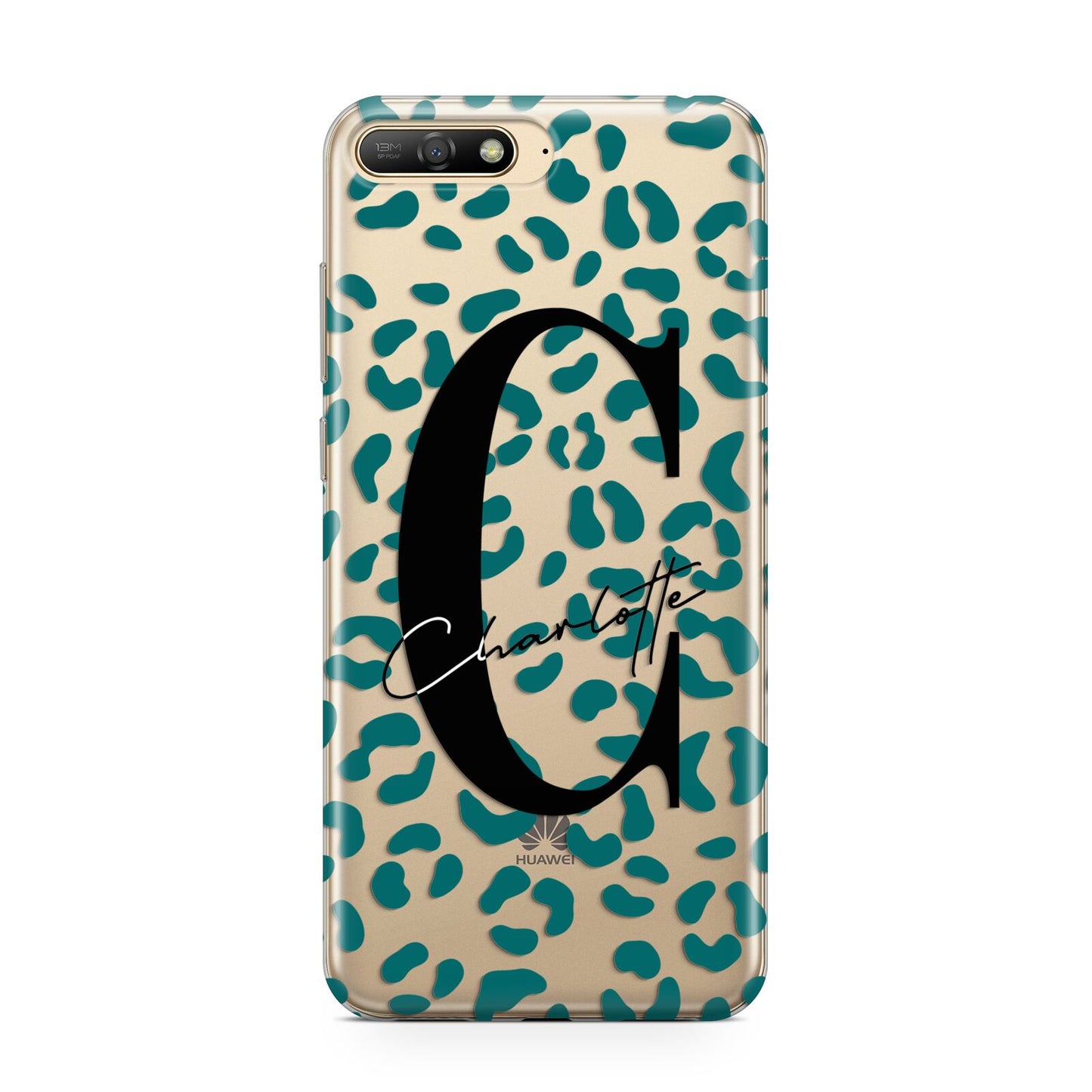 Personalised Leopard Print Clear Green Huawei Y6 2018