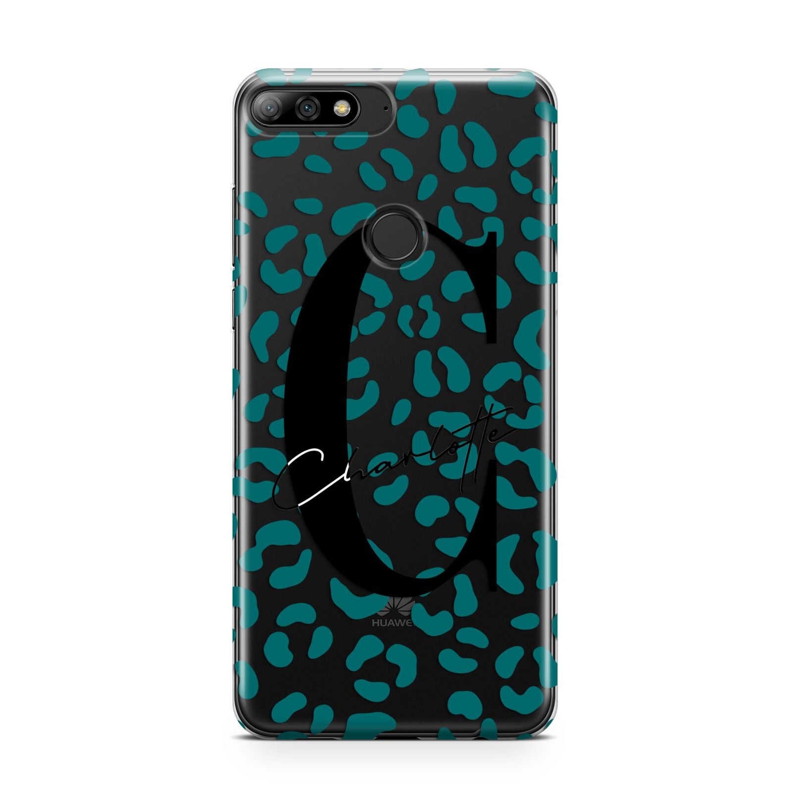 Personalised Leopard Print Clear Green Huawei Y7 2018