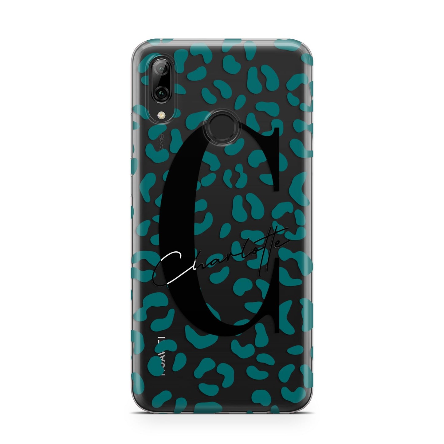 Personalised Leopard Print Clear Green Huawei Y7 2019