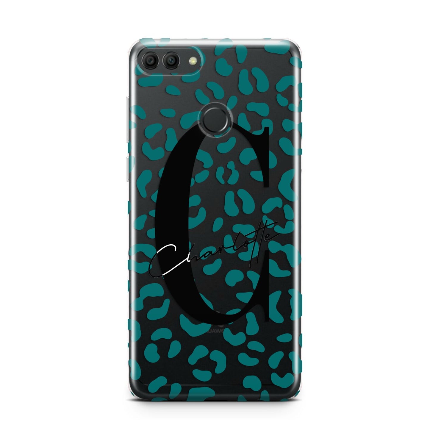 Personalised Leopard Print Clear Green Huawei Y9 2018