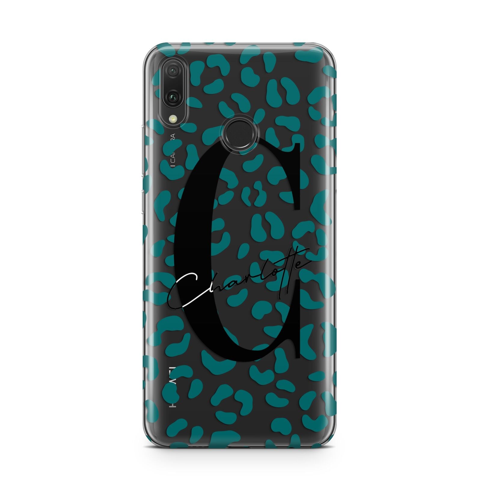 Personalised Leopard Print Clear Green Huawei Y9 2019