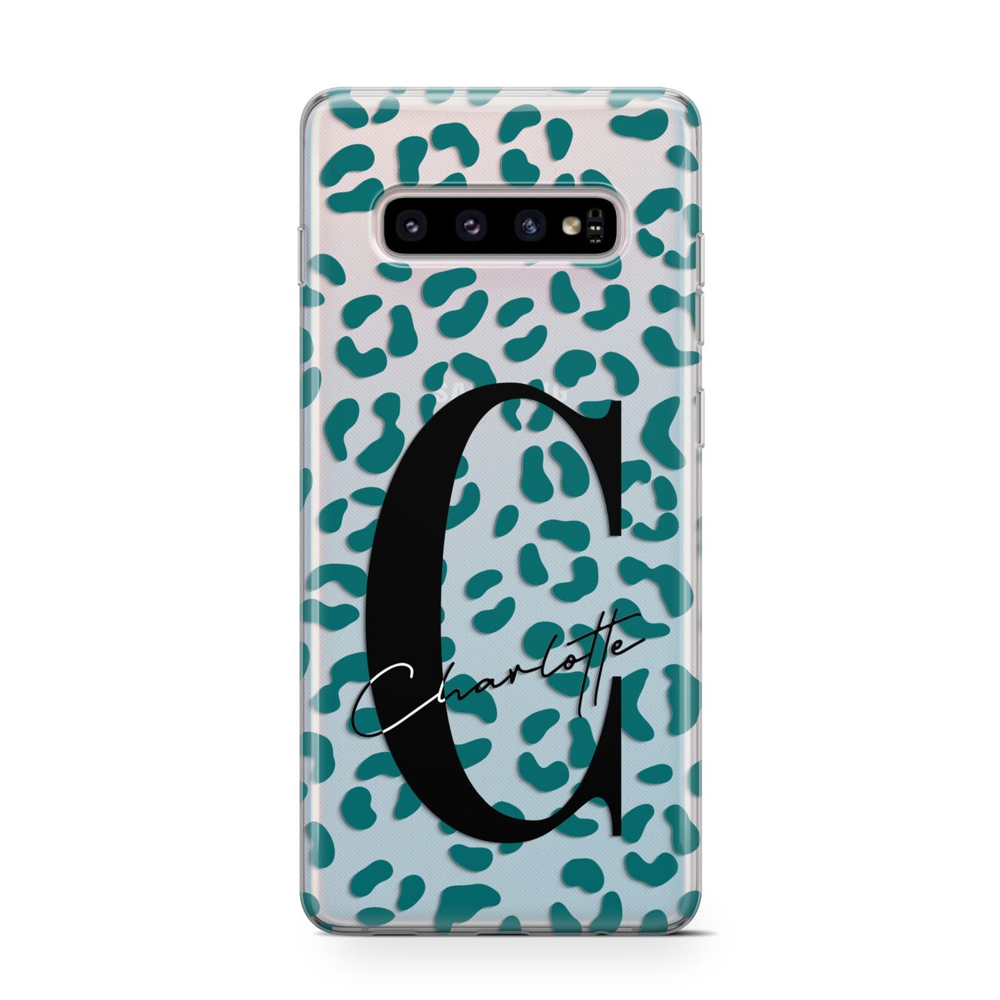 Personalised Leopard Print Clear Green Protective Samsung Galaxy Case