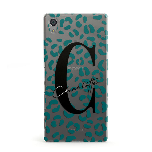 Personalised Leopard Print Clear Green Sony Xperia Case