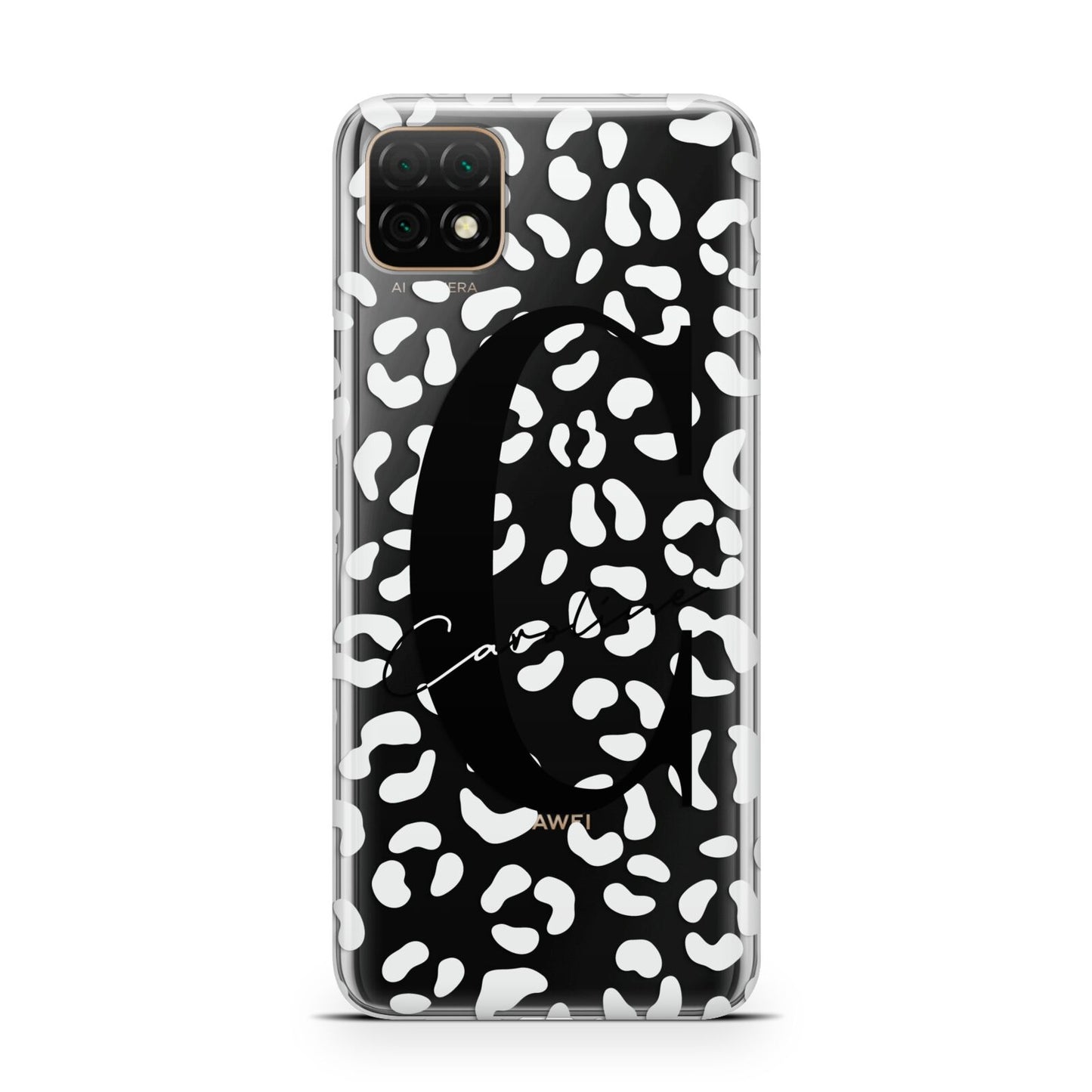 Personalised Leopard Print Clear Huawei Enjoy 20 Phone Case