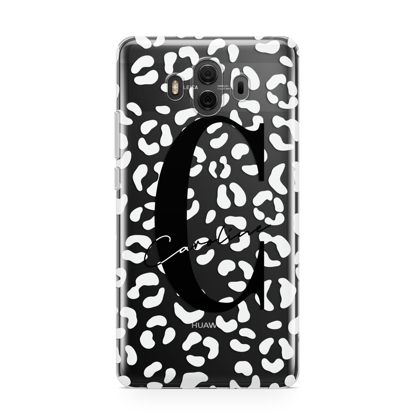 Personalised Leopard Print Clear Huawei Mate 10 Protective Phone Case