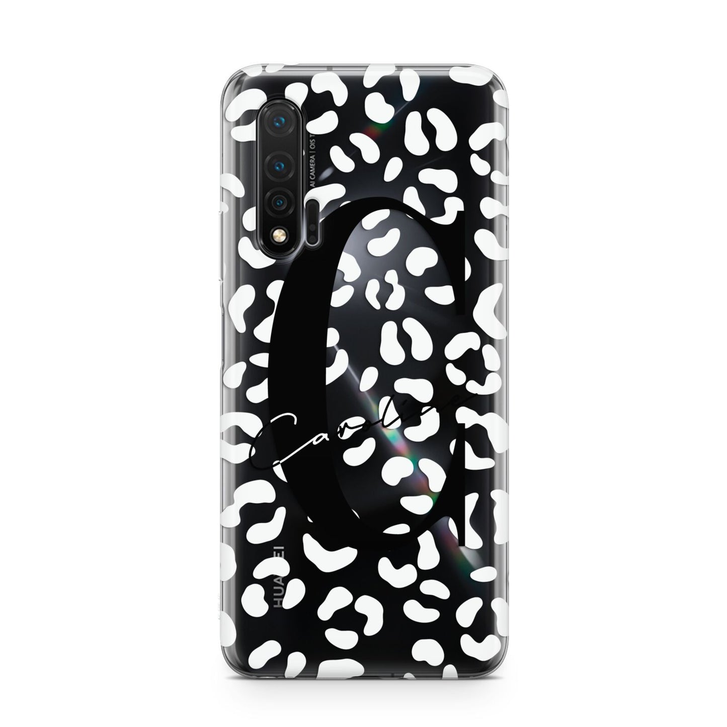 Personalised Leopard Print Clear Huawei Nova 6 Phone Case