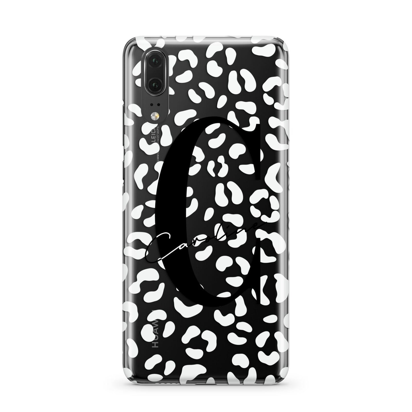 Personalised Leopard Print Clear Huawei P20 Phone Case