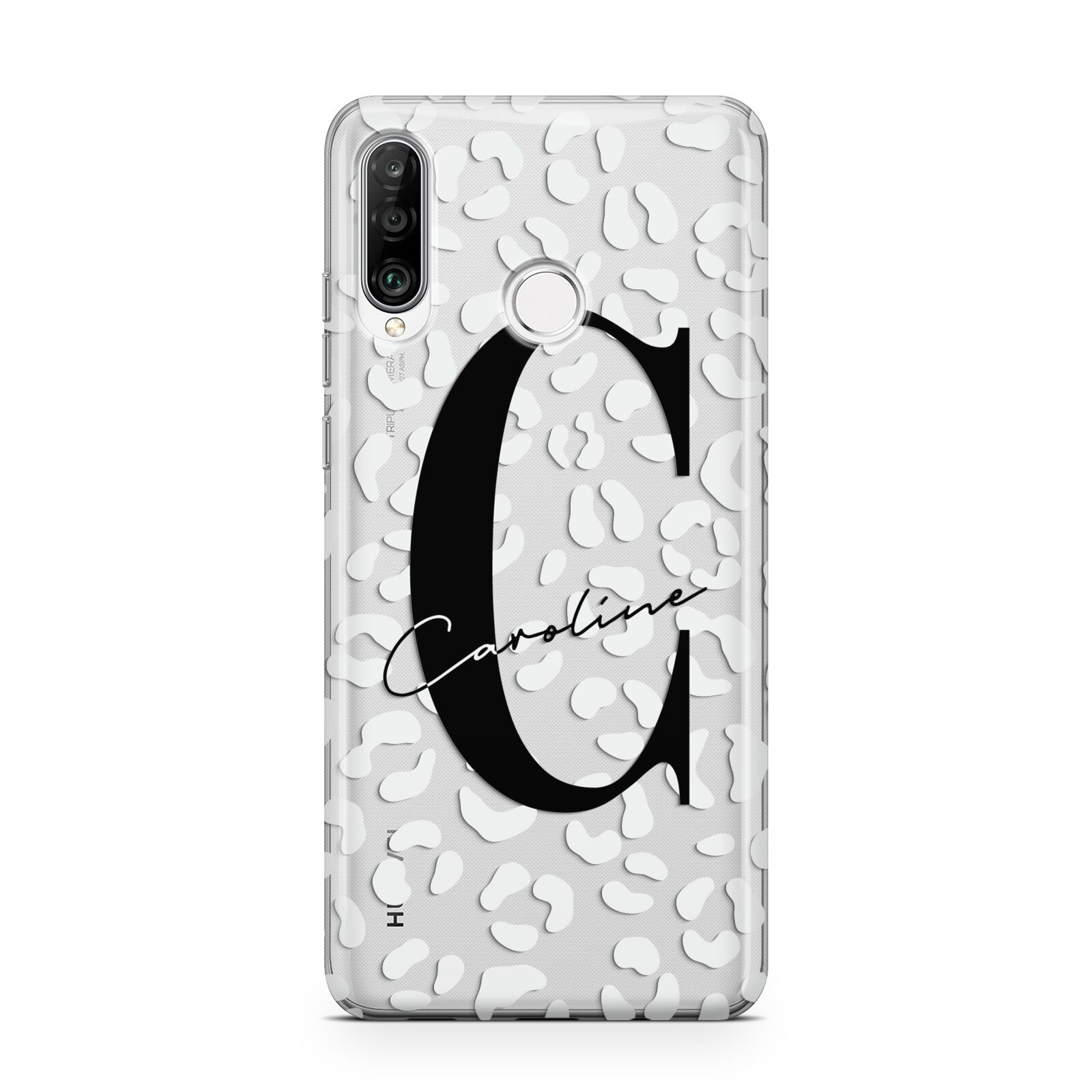 Personalised Leopard Print Clear Huawei P30 Lite Phone Case