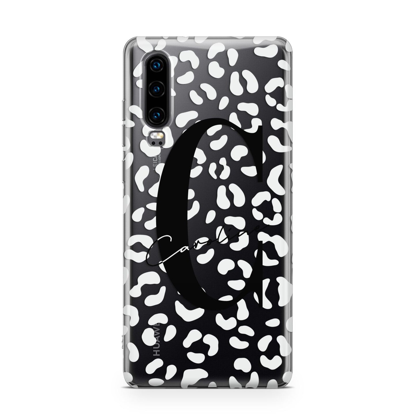 Personalised Leopard Print Clear Huawei P30 Phone Case