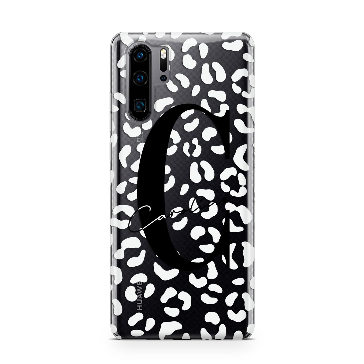 Personalised Leopard Print Clear Huawei P30 Pro Phone Case