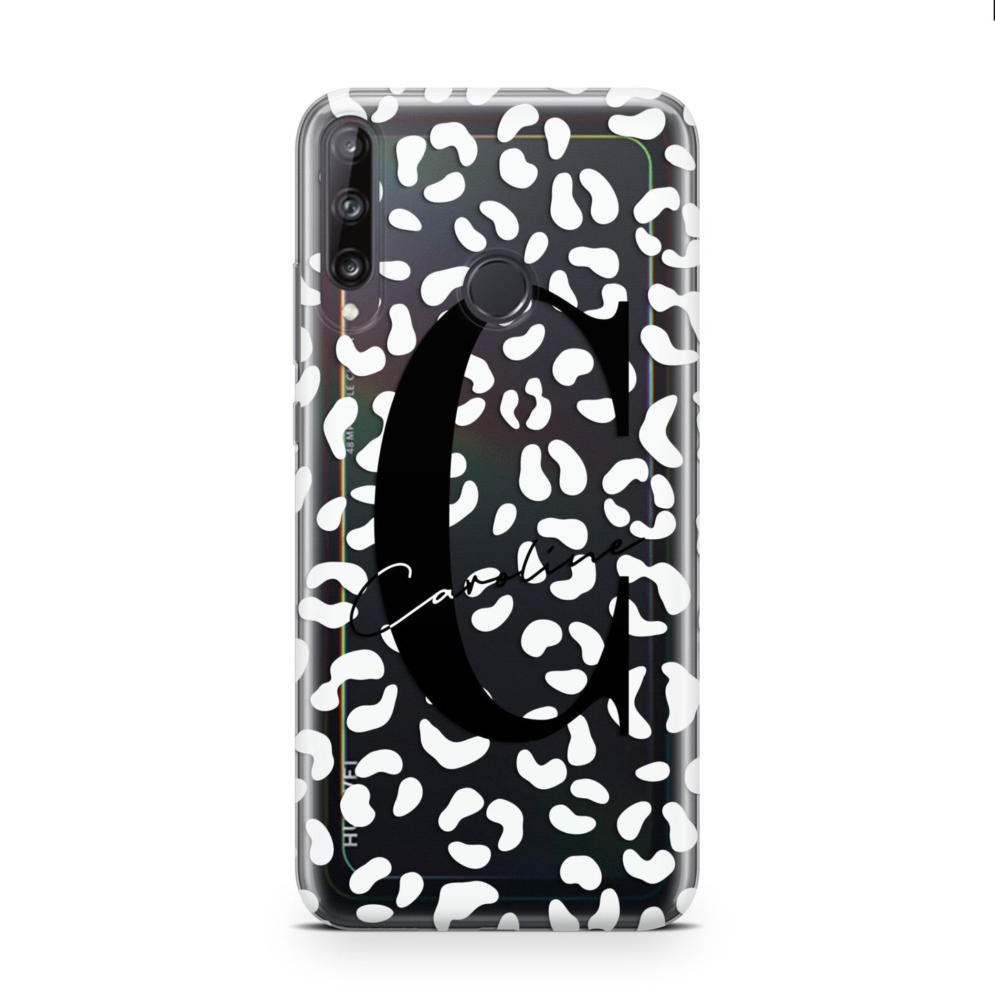 Personalised Leopard Print Clear Huawei P40 Lite E Phone Case