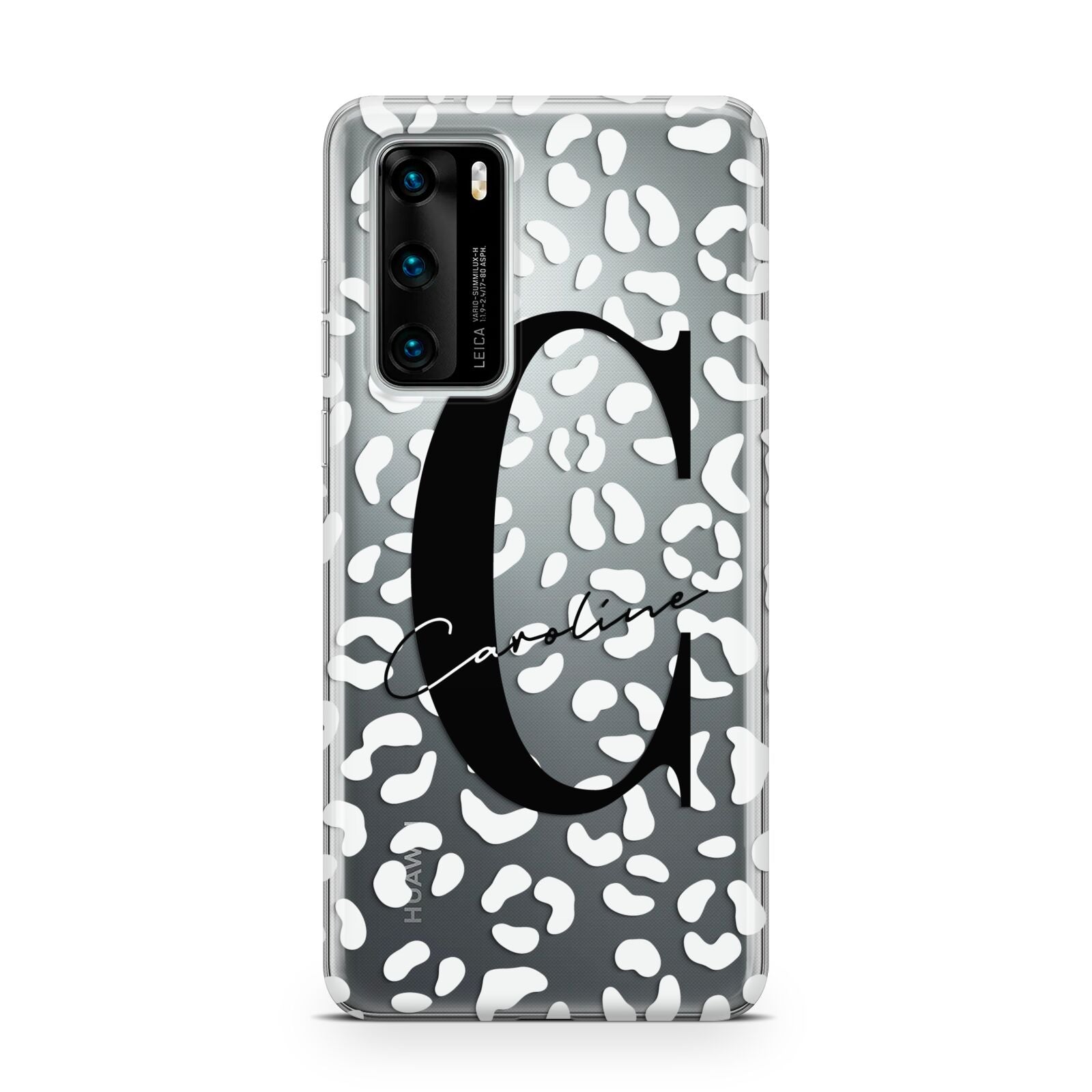 Personalised Leopard Print Clear Huawei P40 Phone Case