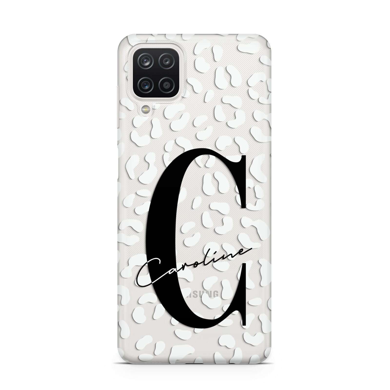 Personalised Leopard Print Clear Samsung A12 Case