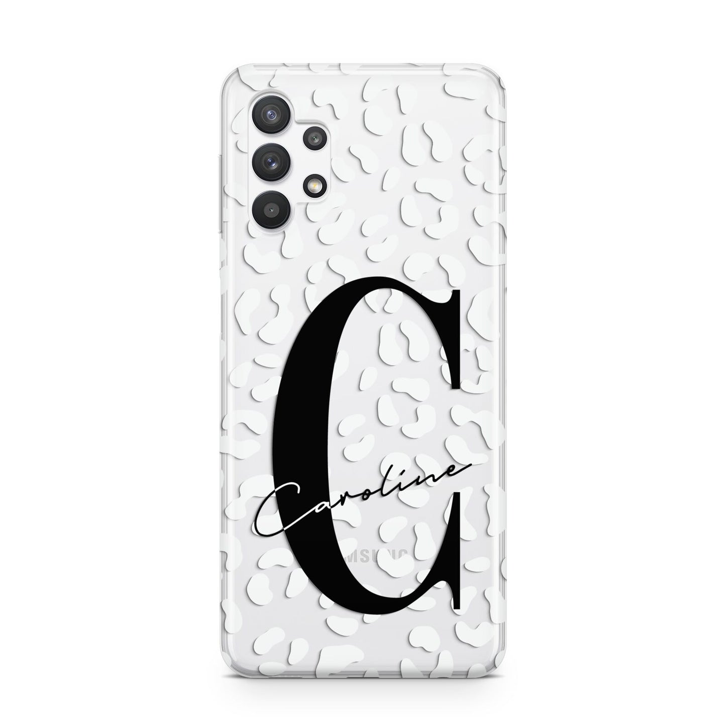 Personalised Leopard Print Clear Samsung A32 5G Case