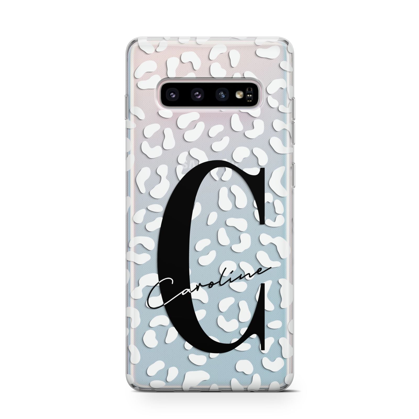 Personalised Leopard Print Clear Samsung Galaxy S10 Case