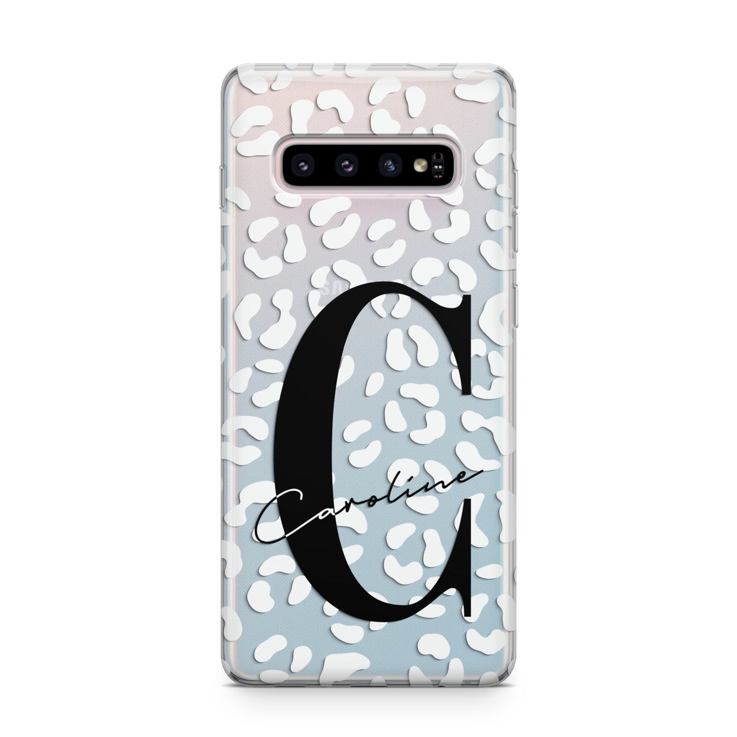 Personalised Leopard Print Clear Samsung Galaxy S10 Plus Case