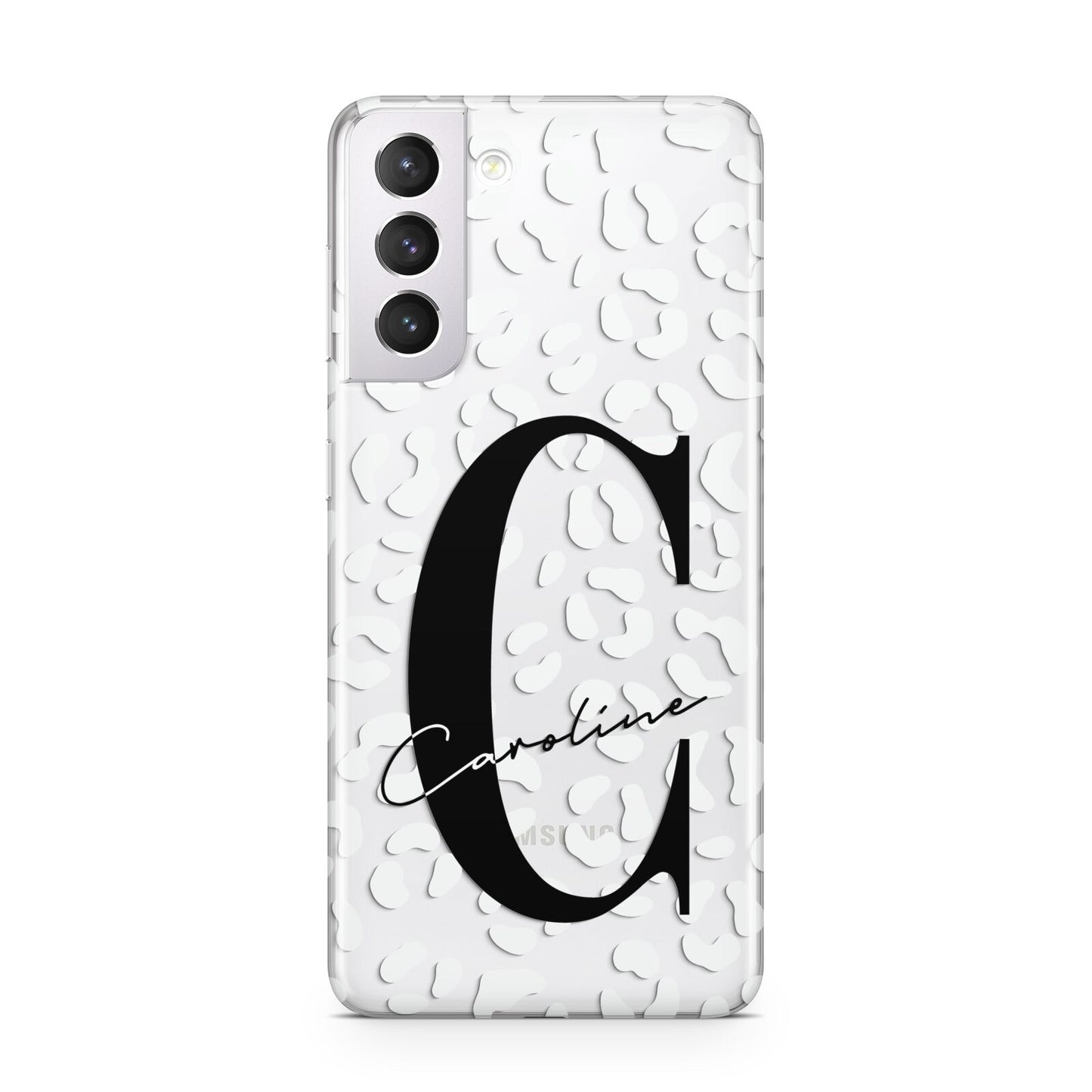 Personalised Leopard Print Clear Samsung S21 Case